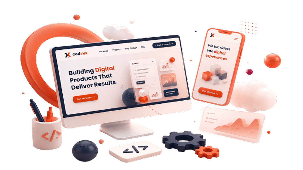 Codvyx — web and mobile product development illustration
